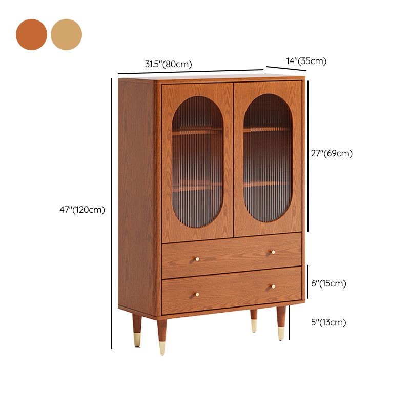 Modern Two Drawer Accent Cabinet Rectangular Wooden and Glass 1-Door Cabinet