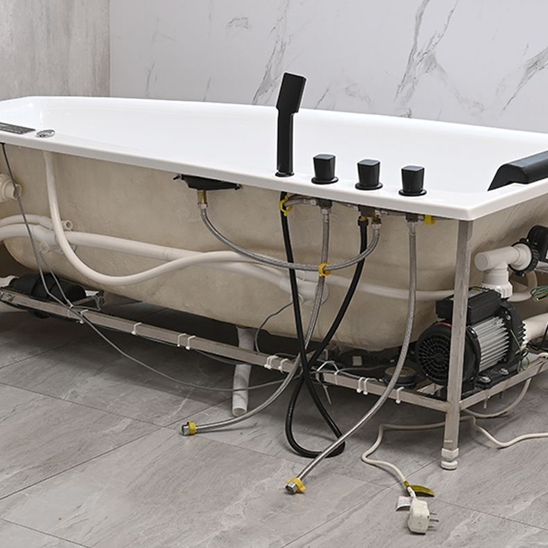 Corner Back to Wall Bath Modern White Soaking Acrylic Bathtub