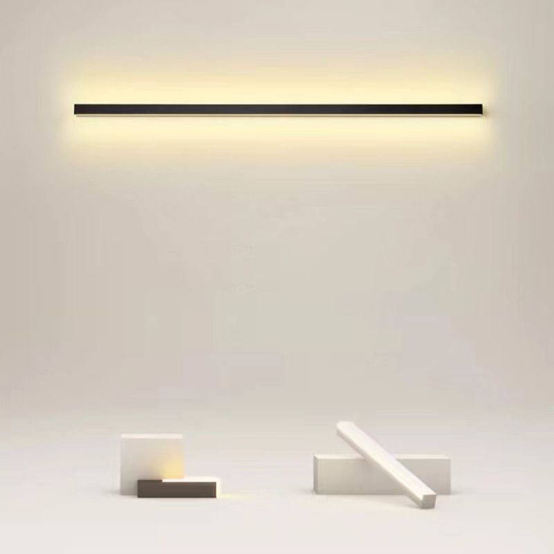 Linear Shape Flush Lights Modern Style Metal 1 Light Flush Mount in Black