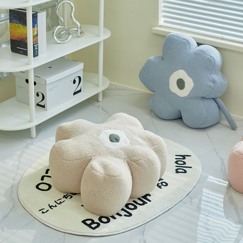 Modern Pouf Ottoman Velvet Upholstered Tear Resistant Flower Shape Ottoman