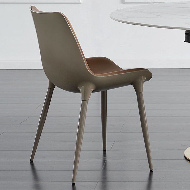 Silla de comedor de metal de estilo moderno, sillas auxiliares sin brazos para cocina (juego de 2)