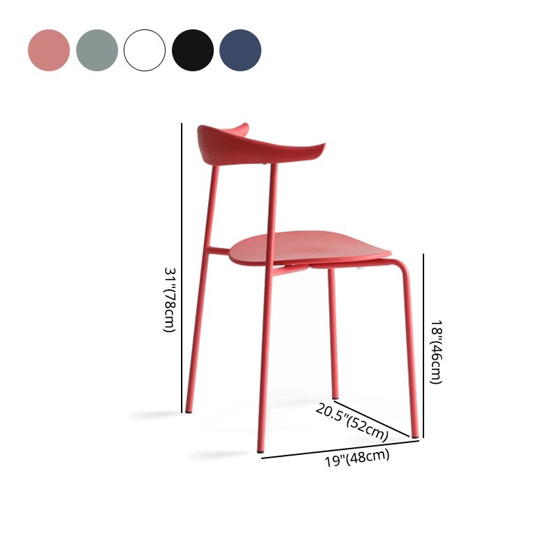 Open achterste armloze eetkamerstoelen industriële zijstoelen met metalen benen