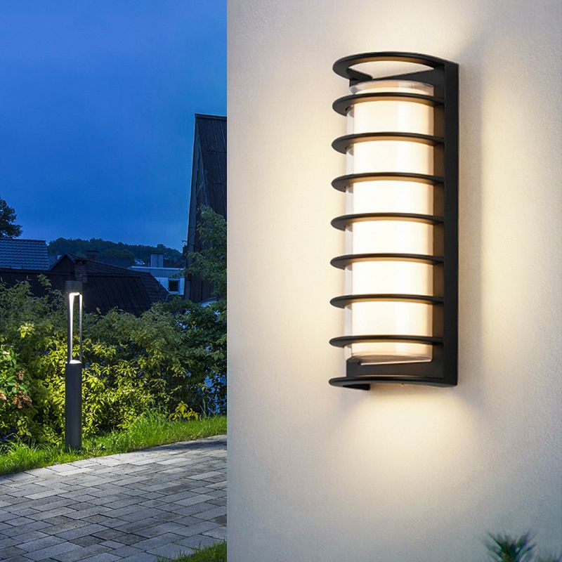 Simple Black Wall Sconce Fixture Half-Cylinder Outdoor Sconce Light