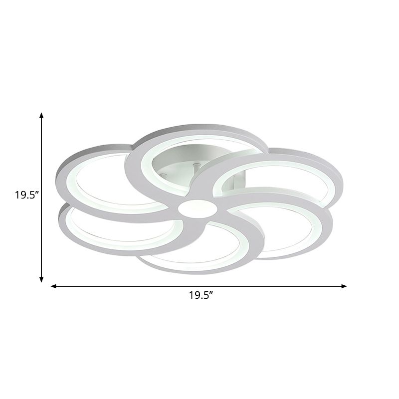 19,5 "/23,5" W Bianca bianca a sfioramento Light Nordic in stile Nordico in metallo e soggiorno a led acrilico Lampada a filo a caldo in caldo