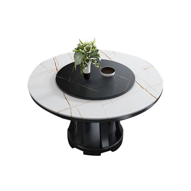 Rubberwood Solid Wood Pedestal Dining Table Convertible Dining Table
