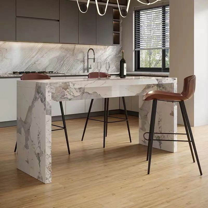 Modern Style Rectangle Stone Bistro Bar Desk Table for Living Room