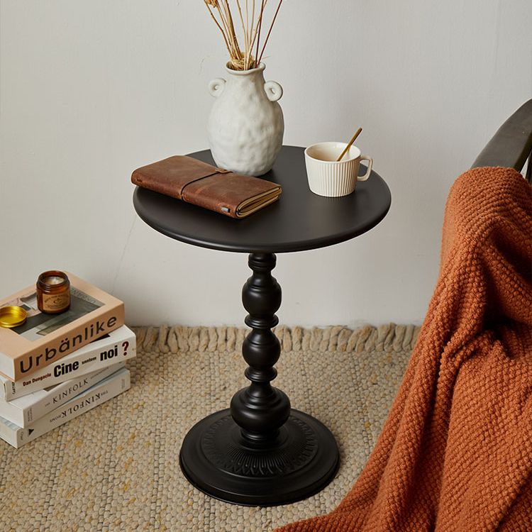 20.5" Tall Mid-Century Round Top Side Table Metal Pedestal End Table