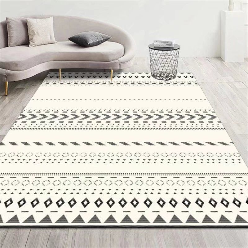 Apricot Morocco Rug Polyester Geometry Rug Washable Rug for Sitting Room