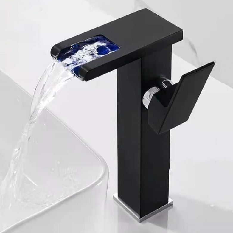 1-Handle Basin Lavatory Faucet 1-Hole Widespread Bathroom Vessel Faucet with LED Lighting