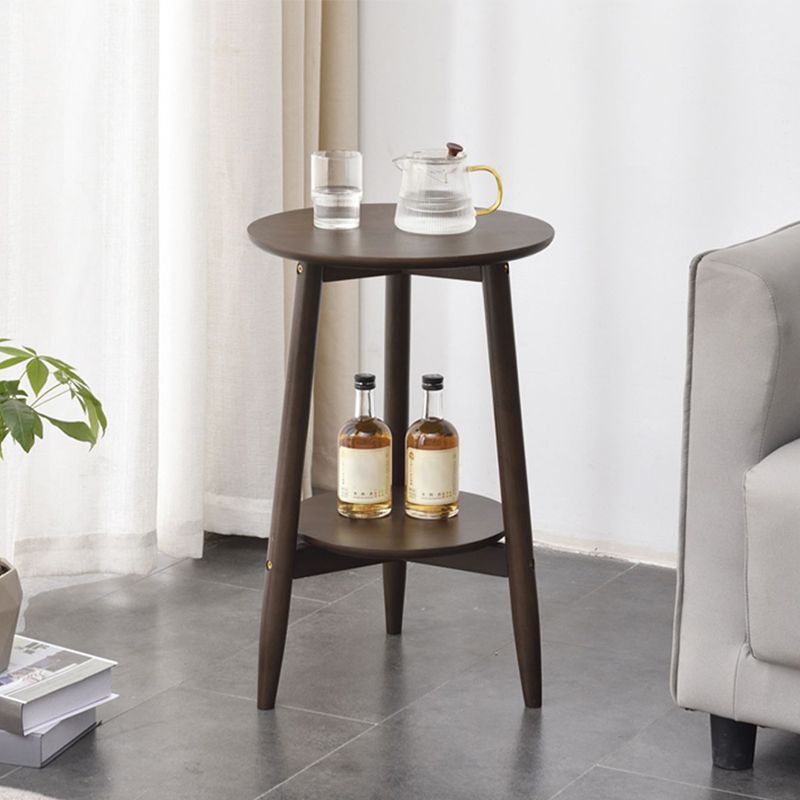 Modernistic Corner Table with Storage Round Double Tier Living Room End Table