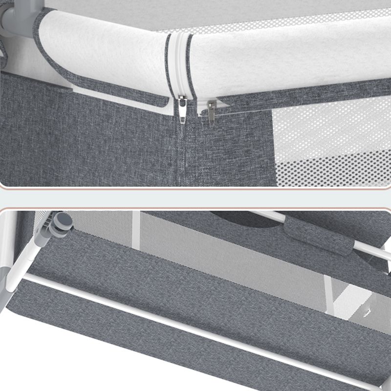 Rocking Crib Cradle Square Metal Cradle with Stand and Storage Shelf for Newborn