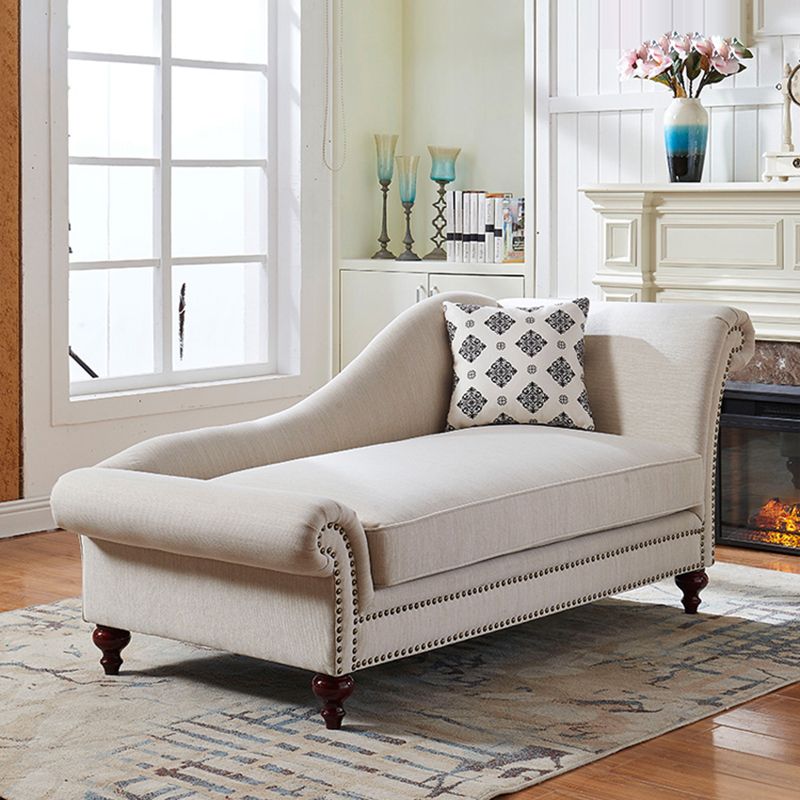 Traditional One Armed Fabric Accent Chair Rolled Arms Chaise