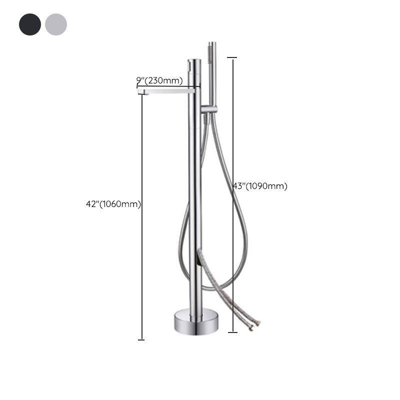 Floor Mounted Metal Freestanding Tub Filler Swivel Nickel Freestanding Faucet