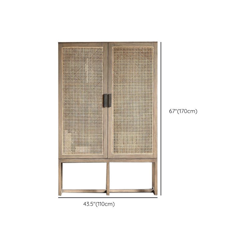 Rectangle Storage Cabinet Solid Wood Bar Pulls Cabinet with Doors