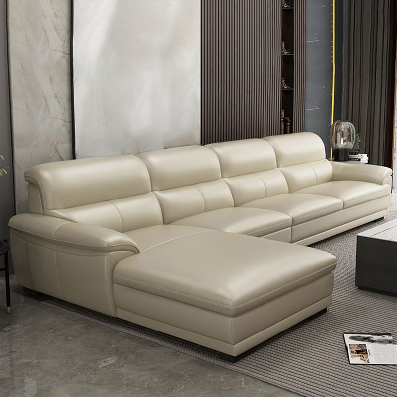 Leather Pillow Top Arm Sectional Sofa 36.22"High Cushion Back Sofa,Beige