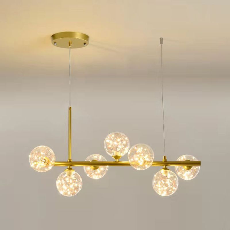 Simple Chandelier Multi Head Pendant Lighting Fixtures with Glass Shade for Dining Room