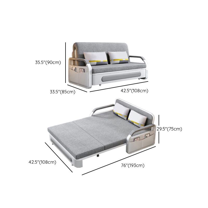 33.46" Wide Sleeper Sofa Light Gray Linen Sofa Bed with Storage
