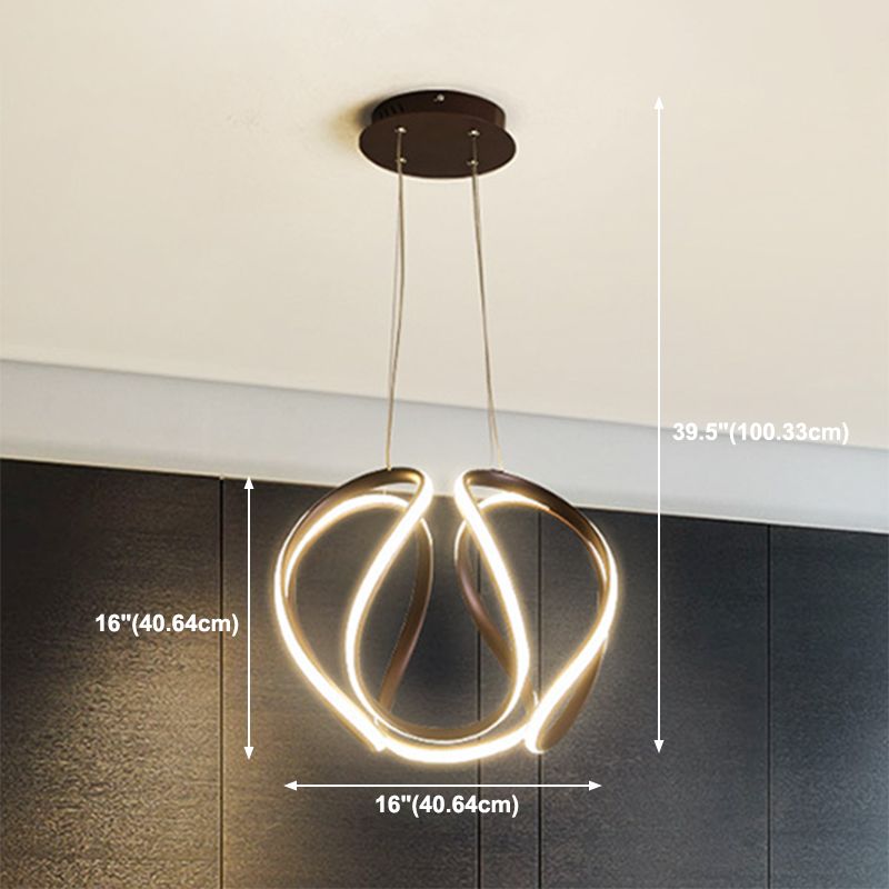 Contemporary Wave Chandelier Lights Metal 1 Light Chandelier Pendant Light