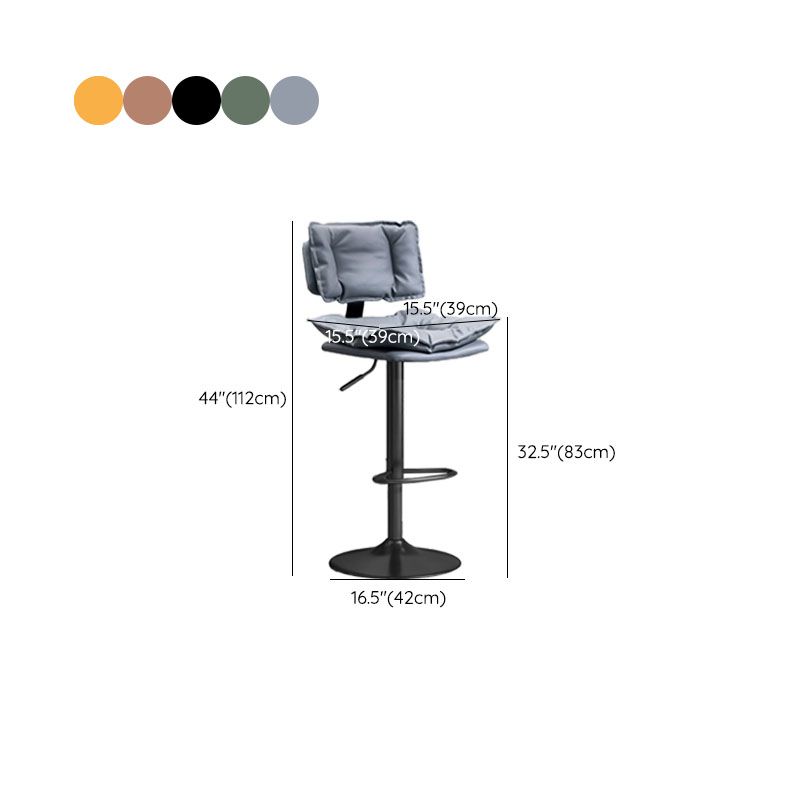 Glam Style Faux Leather Bar Stools Swivel Adjustable Height Bar Stool with Black Base