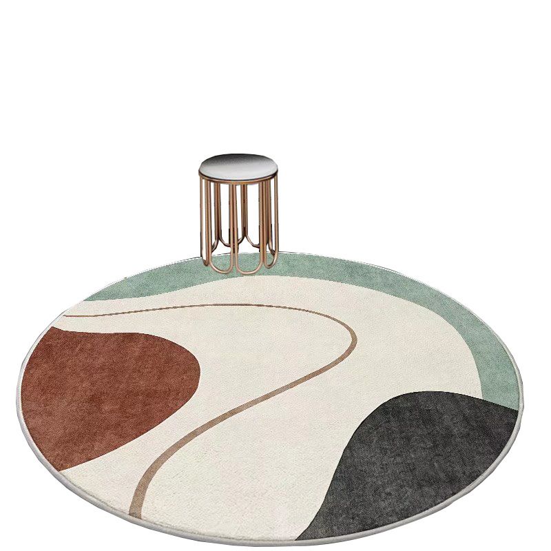 Bold Area Carpet Round Abstract Print Carpet Polyester Rug with Non-Slip Backing