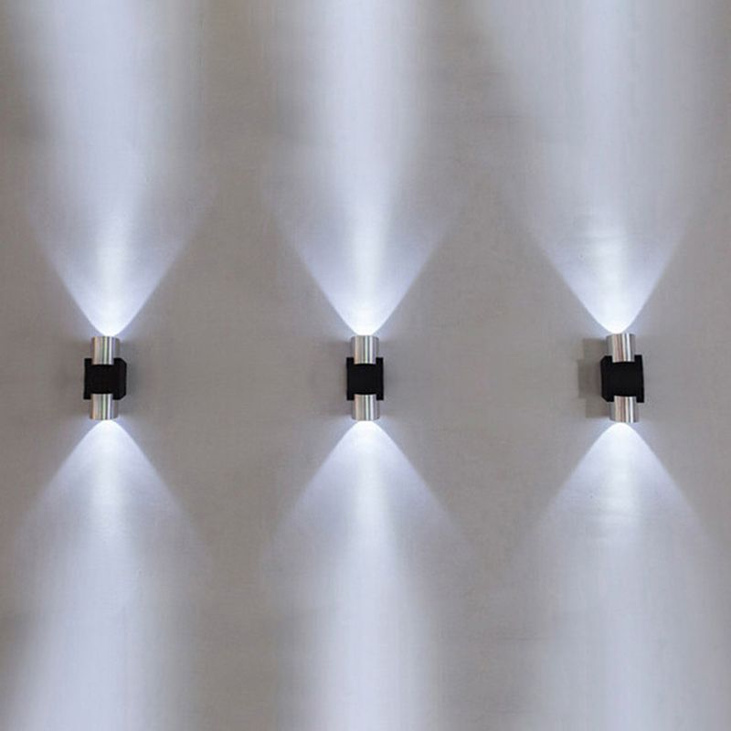 Half Cylinder Shade Wall Lighting Modern Style Metal 2 Lights Sconce Lamp in Chrome