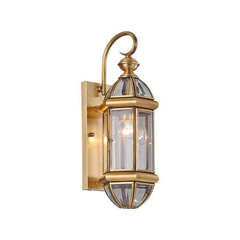 Metal Gold Sconce Light Lantern 1 Head Traditionalism Traditionalisme Éclairage mural pour le couloir