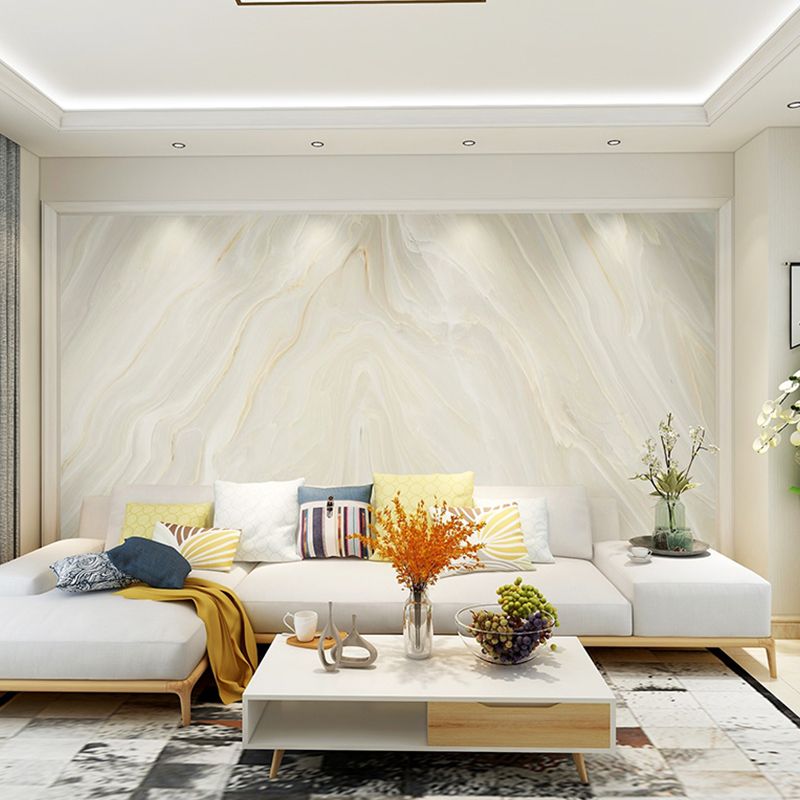 Minimalist Marble Wall Covering for Coffee Shop, Extra Large Wall Art in Yellow and White