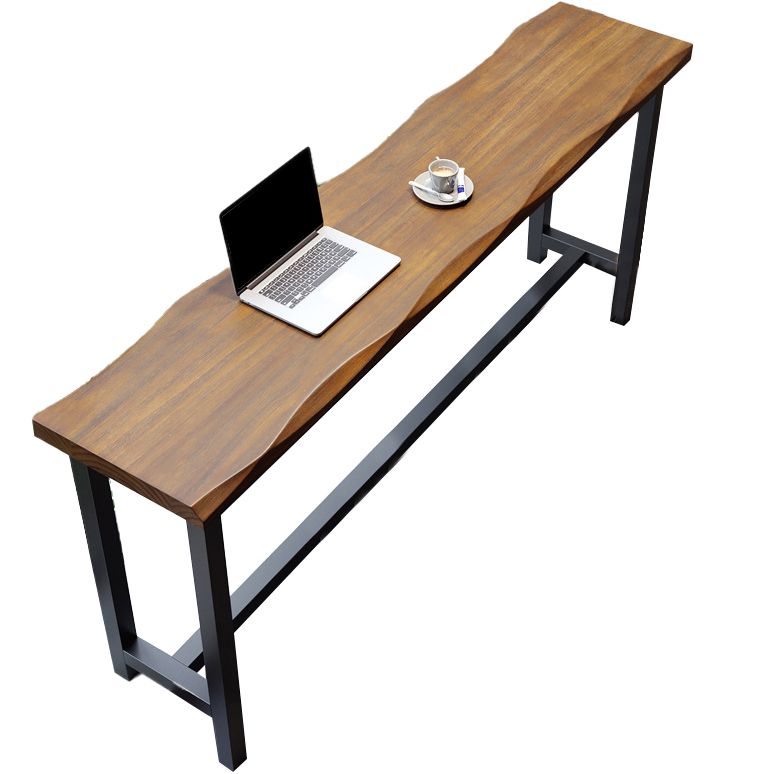 Pine Wood Bar Table Industrial Rectangle Bar Table with Trestle Base in Black