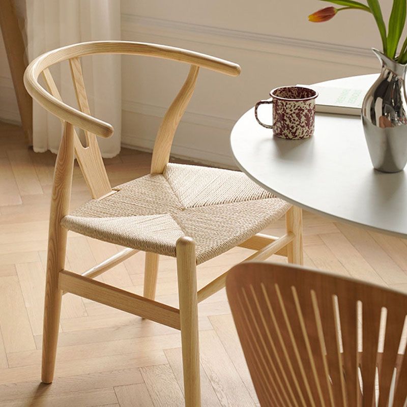 Chaise de salle à manger en bois contemporaine, chaise de salle à manger simple en os de fourchette pour Restaurant
