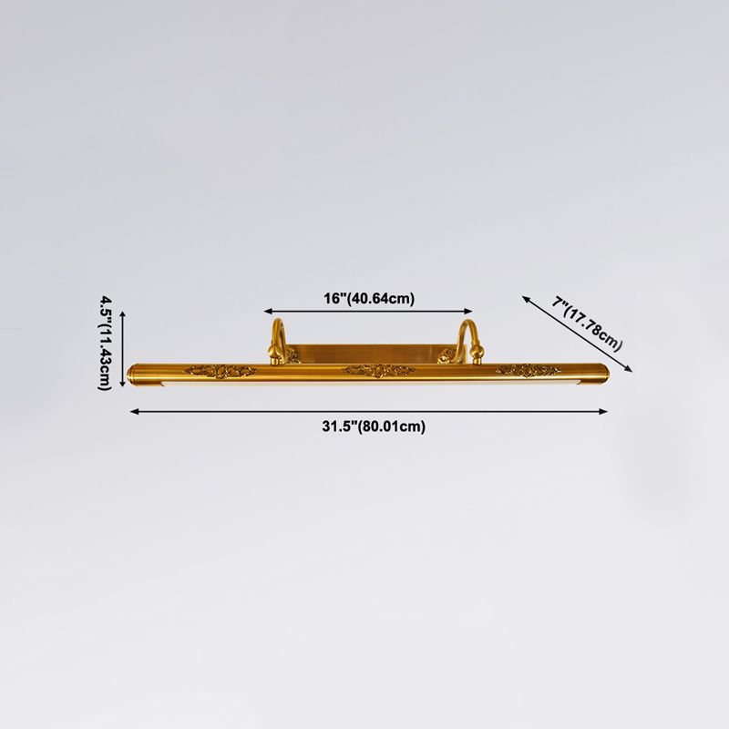 Metal Linear Shade Mirror Wall Lighting Modern 1 Light Wall Mounted Light Fixture in Gold