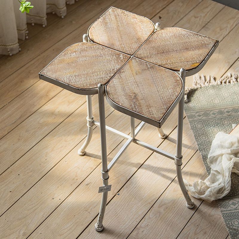 Solid Wood End Table French Country Distressed Side Table in Brown
