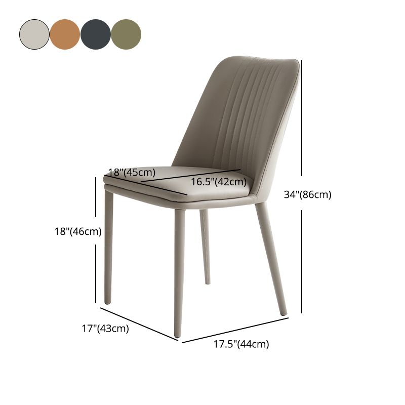 Leather Dining Chair Minimalist Style Armless Solid Back Chair for Home