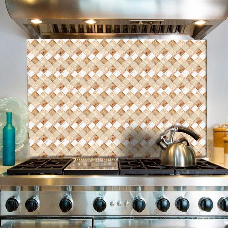 Modern Interwoven Pattern Wallpaper Panels 54 Pcs Brown Marble Effect Wall Art, Easy to Remove