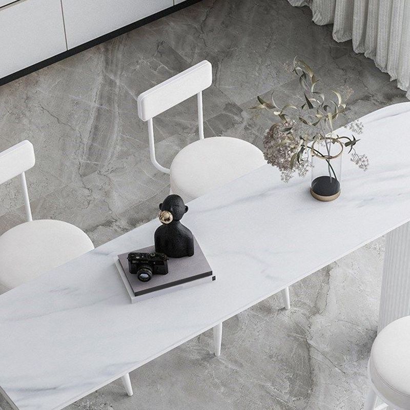 Rectangle Stone Bar Dining Table Bar Height Metal Base Bar Table