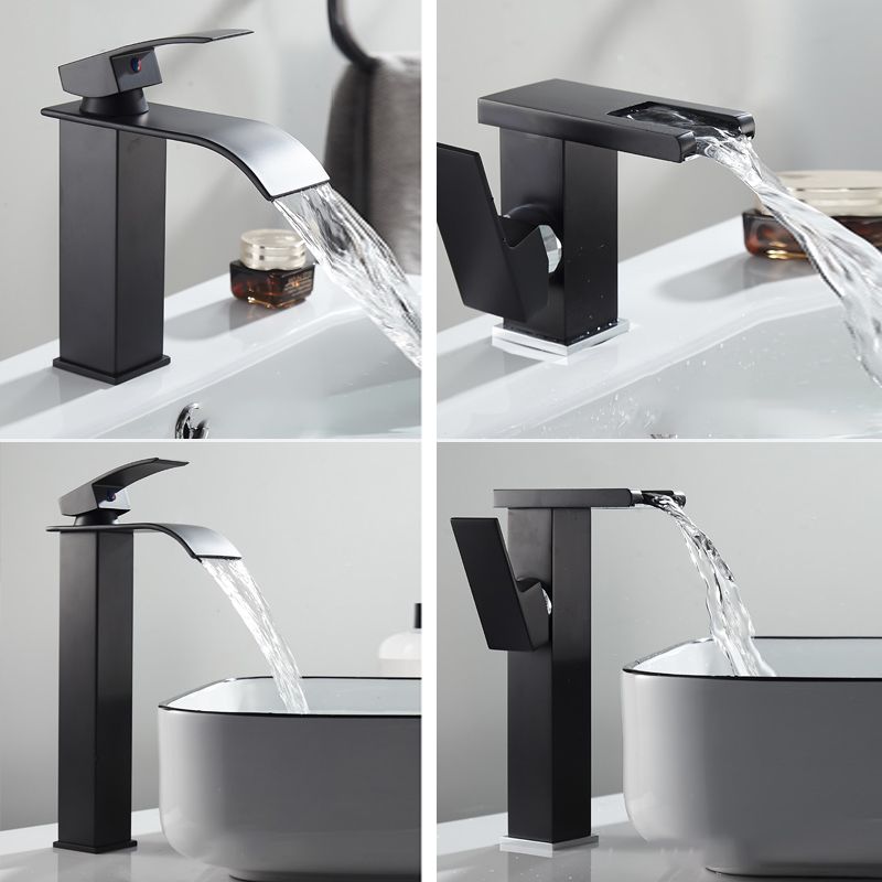 Waterfall Spout Vessel Sink Faucet Single Handle Square Faucet