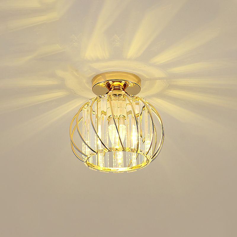 Round Aisle Ceiling Mounted Fixture Crystal Minimalist Style Ceiling Mount Light Fixture