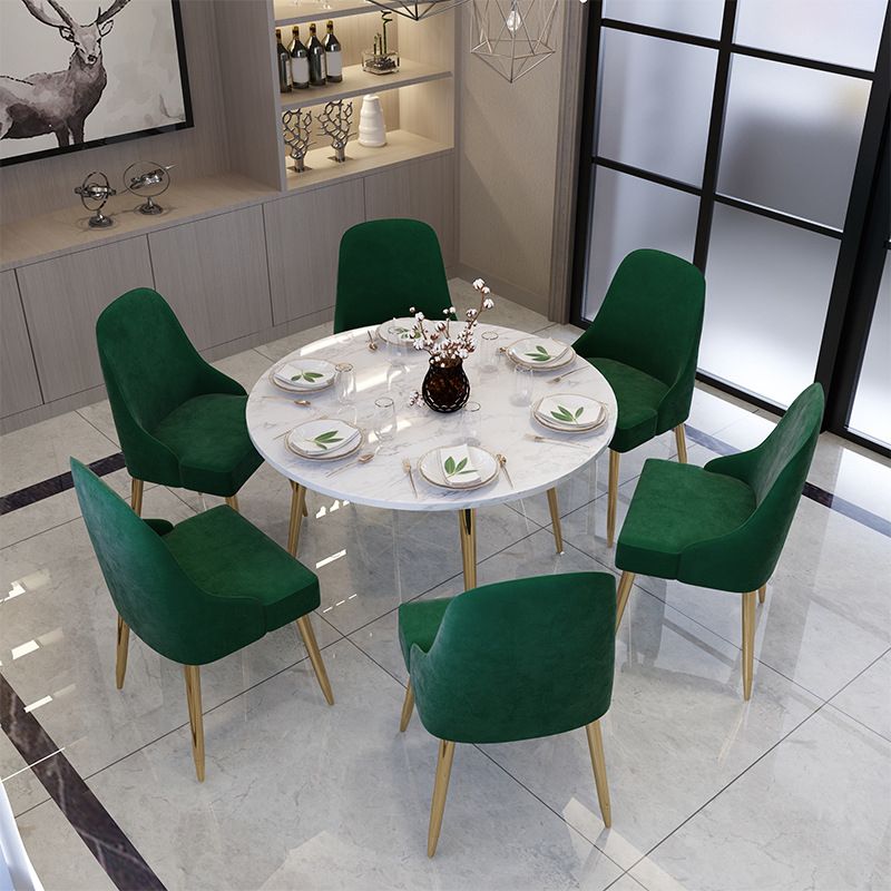 Nordic Glam Round Sintered Stone Table Set 1/3/5/7 Pieces Dining Set