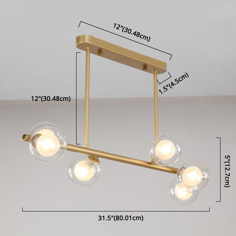 Orb Glass Shade Island Light Fixture Modern Style Metal Hanging Ceiling Lamp for Kitchen Dining Room