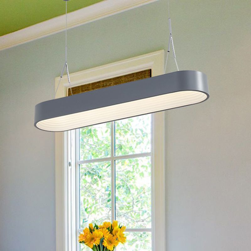 Luz de colgante elíptico nórdico Metal Metal White/Gris Luz de techo colgante para comedor, 33.5 "/47" de ancho