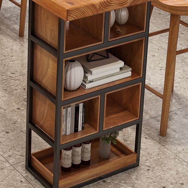 Rectangle Pine Solid Wood Bar Table Industrial Bar Table with Storage Base