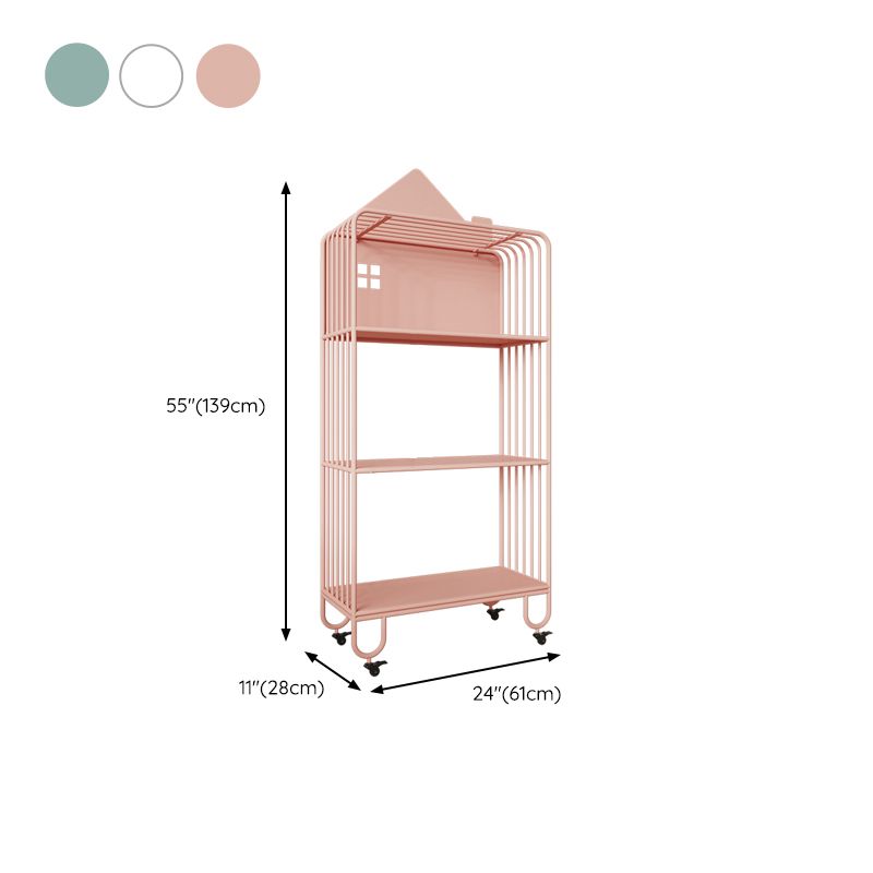 Contemporary Antique Finish Shelf Bookcase Metal Bookshelf with Shelves