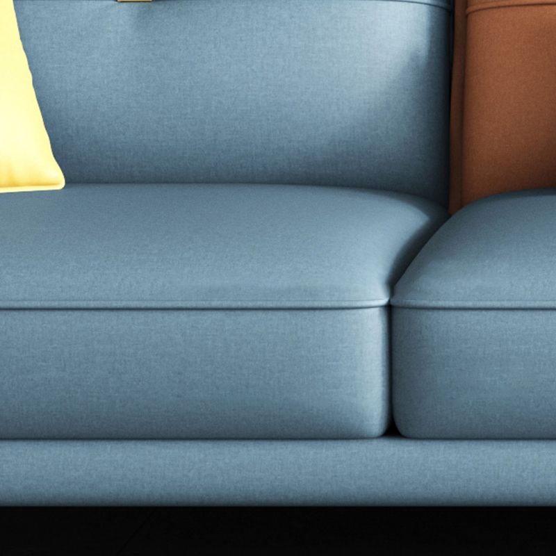 Modern Faux Leather Sofa with  Bolster Pillows for Living Room