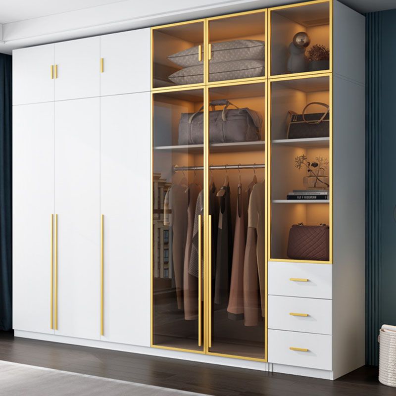 Bedroom Storage Cabinet with Brown Glass Doors Contemporary Hinged Door Cabinet