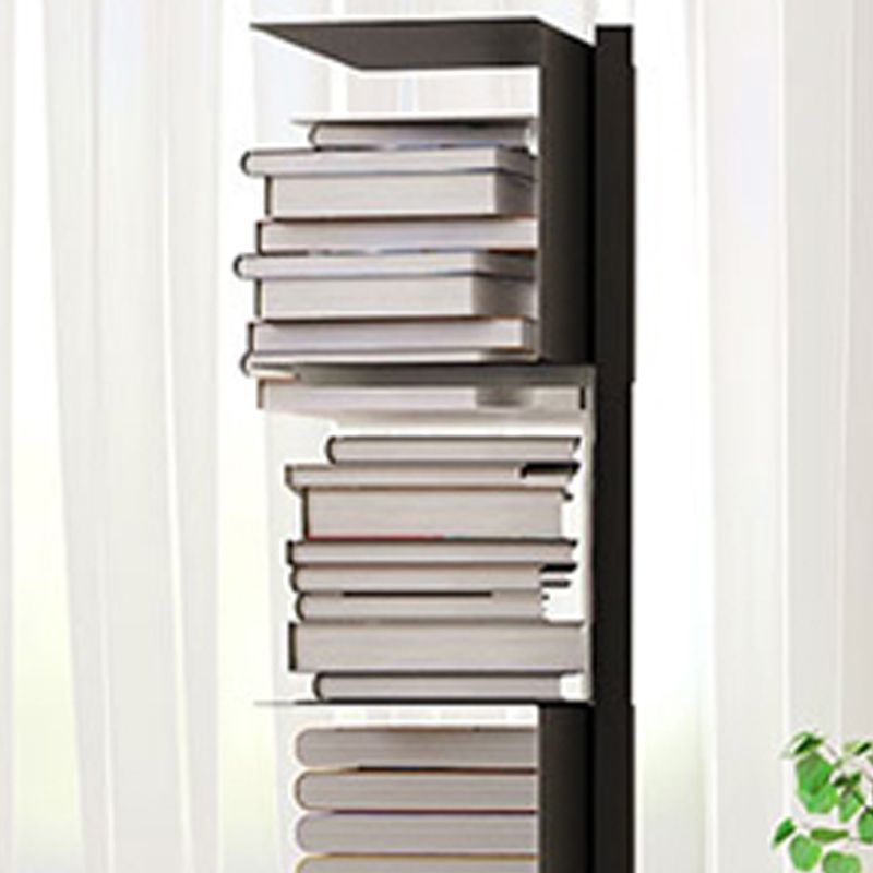 Black Contemporary Corner Bookshelf Closed Back Vertical Steel Shelf