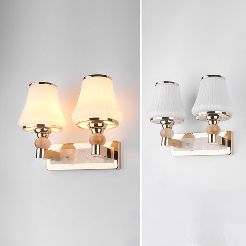Geometric Shade Glass Wall Sconce Modern Style Multi Lights Wall Mounted Light in Gold
