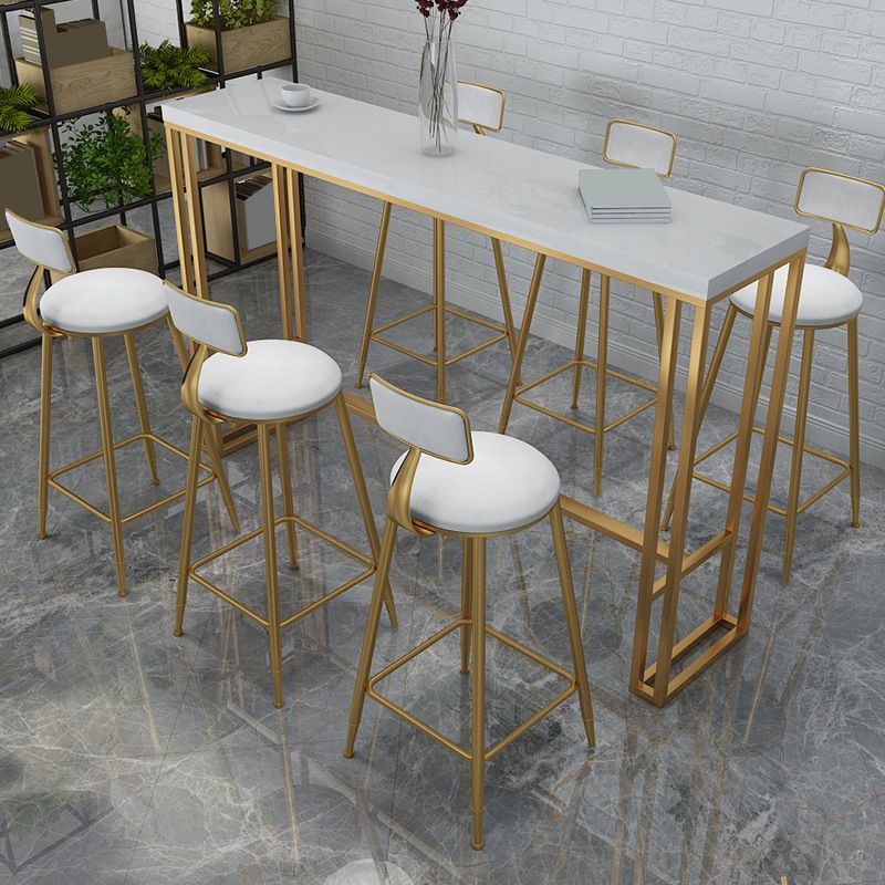 Contemporary Backrest Bar Stools Metal Barstool with Gold Footrest