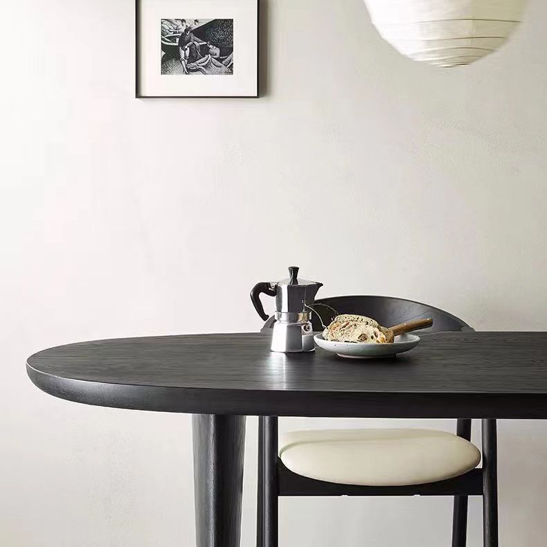 Dining Room Dinner Table Double Pedestal Wood Dining Table in Black
