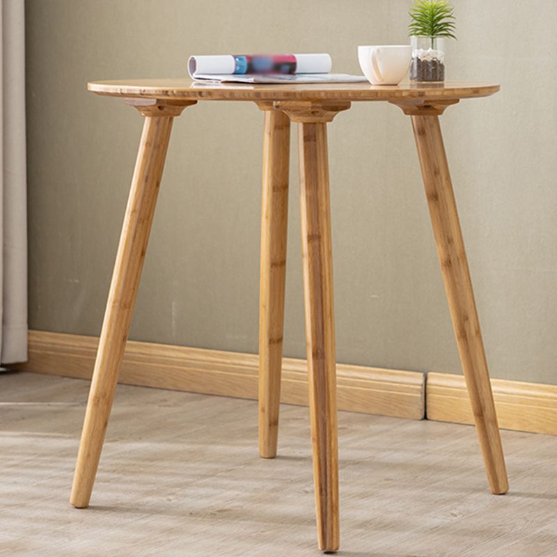 Scandinavian Brown/Natural Wood Top End Table 4 Legs Round Side Table