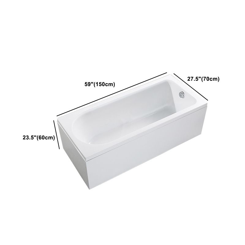 Modern Acrylic Home Bathtub Freestanding Rectangular Tub in White