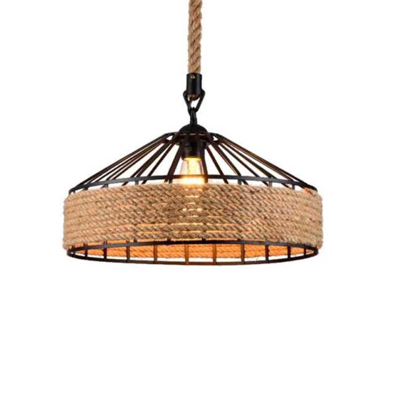 Luce a ciondolo a 1 luci marrone campagna a cordatura a forma di fienile a forma di luce a forma di bistrot per bistrot